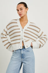 GENEVA CARDIGAN - IVORY OAT STRIPE| Rails for sale