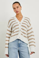 GENEVA CARDIGAN - IVORY OAT STRIPE| Rails for sale