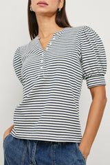 JEWEL TOP - IVORY NAVY MICRO STRIPE| Rails for sale