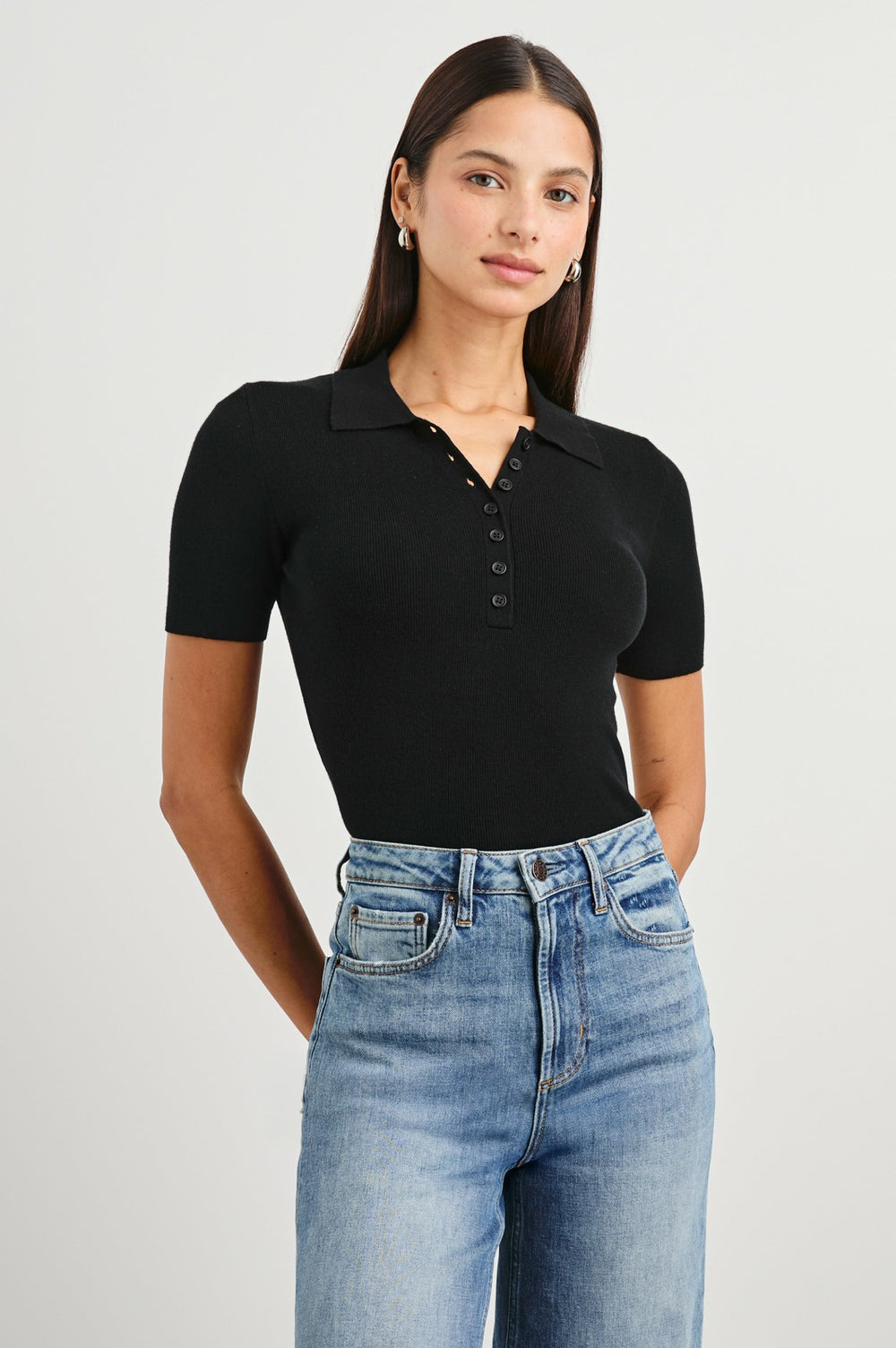 COURT POLO SHIRT - BLACK| Rails for sale