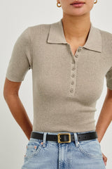 COURT POLO SHIRT - HEATHER OAT| Rails on sale