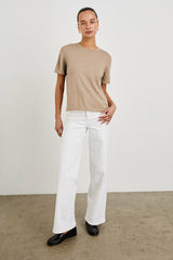 COTTON CASHMERE T-SHIRT - HEATHER OAT| Rails near me