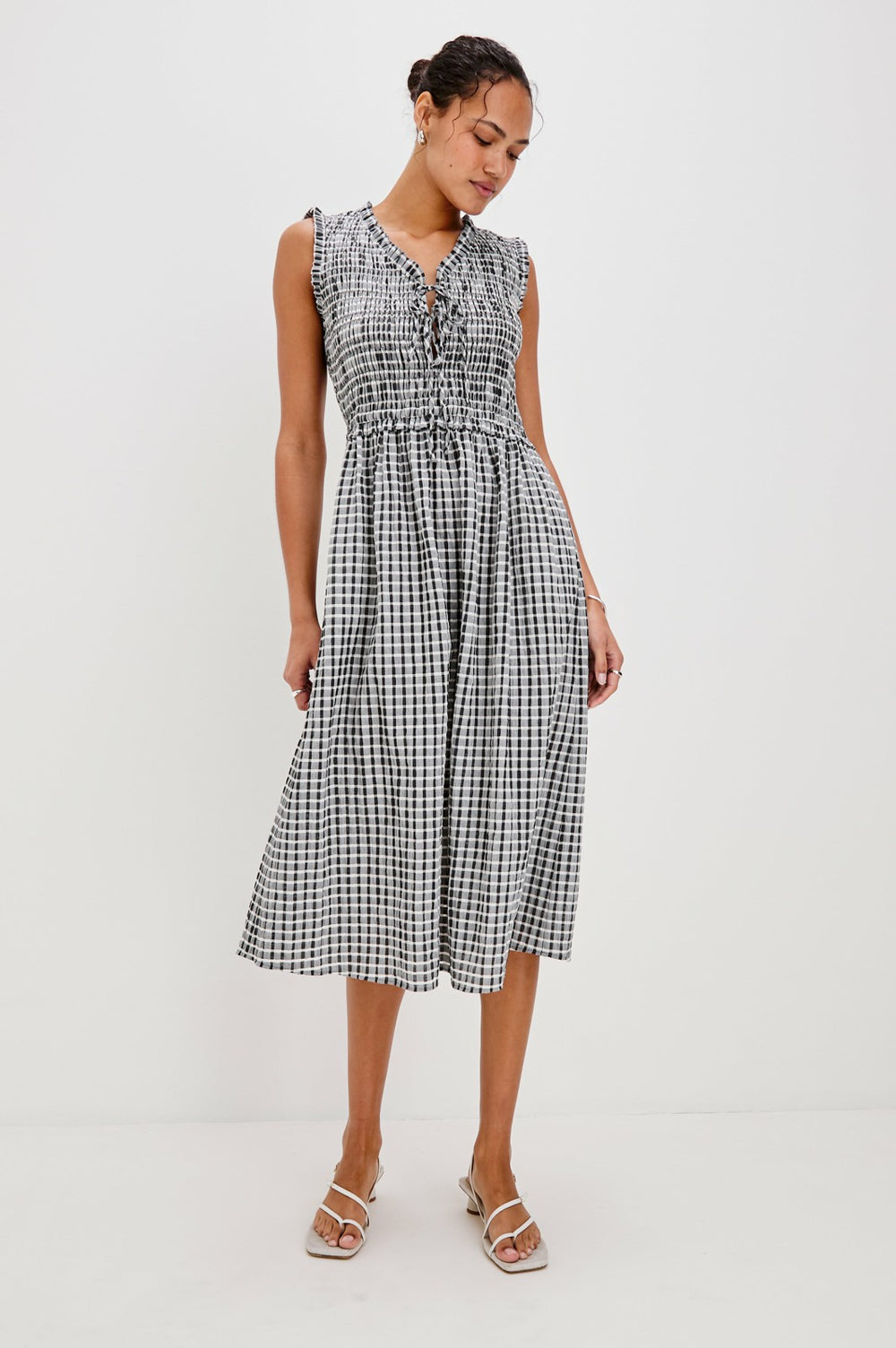 ADINE DRESS - ASH SEERSUCKER| Rails sale