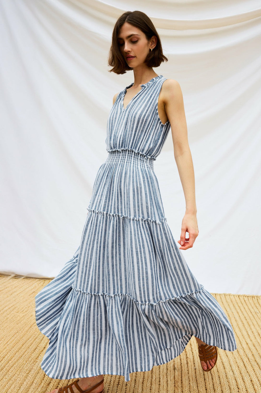 LOULOU DRESS - JALISCO STRIPE| Rails outlet