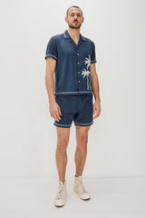 HUDSON SHORT - NAVY WHITE PALM| Rails online