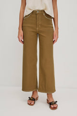 GETTY CROP WIDE LEG - SAFARI EMBROIDERED| Rails online