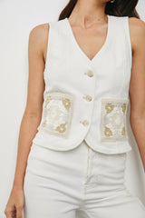 LA JOLLA VEST - VINTAGE ECRU CROCHET| Rails US