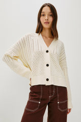 GENEVA CARDIGAN - IVORY PATCHWORK POINTELLE| Rails outlet