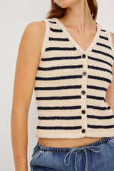 SADE VEST - IVORY NAVY STRIPE| Rails online