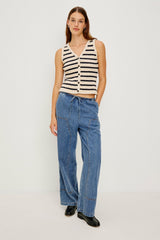 SADE VEST - IVORY NAVY STRIPE| Rails online