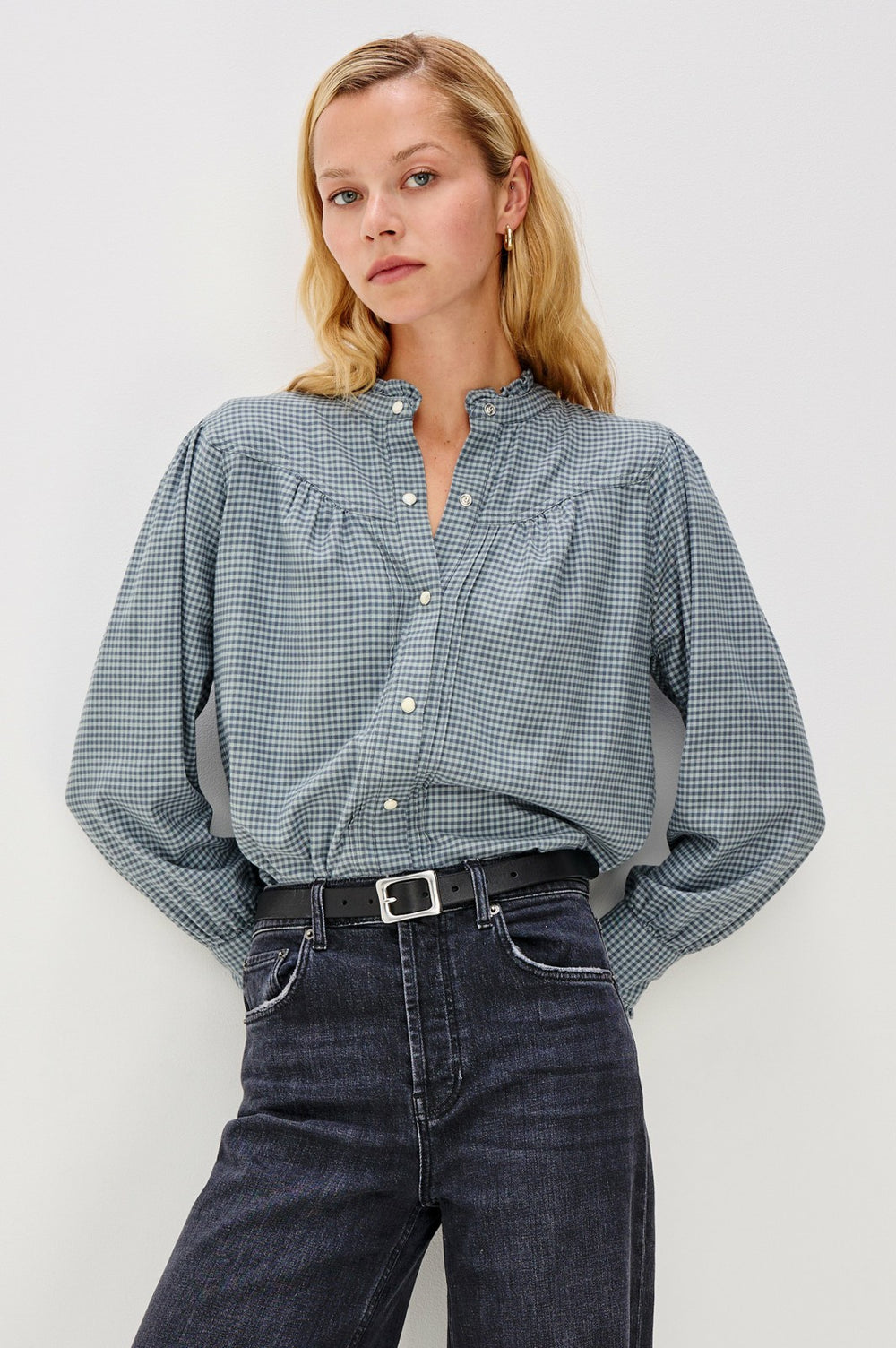 ALANNA SHIRT - STONE BLUE CHECK| Rails sale