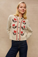 MAVIE CARDIGAN - CARMINE FLORAL| Rails outlet
