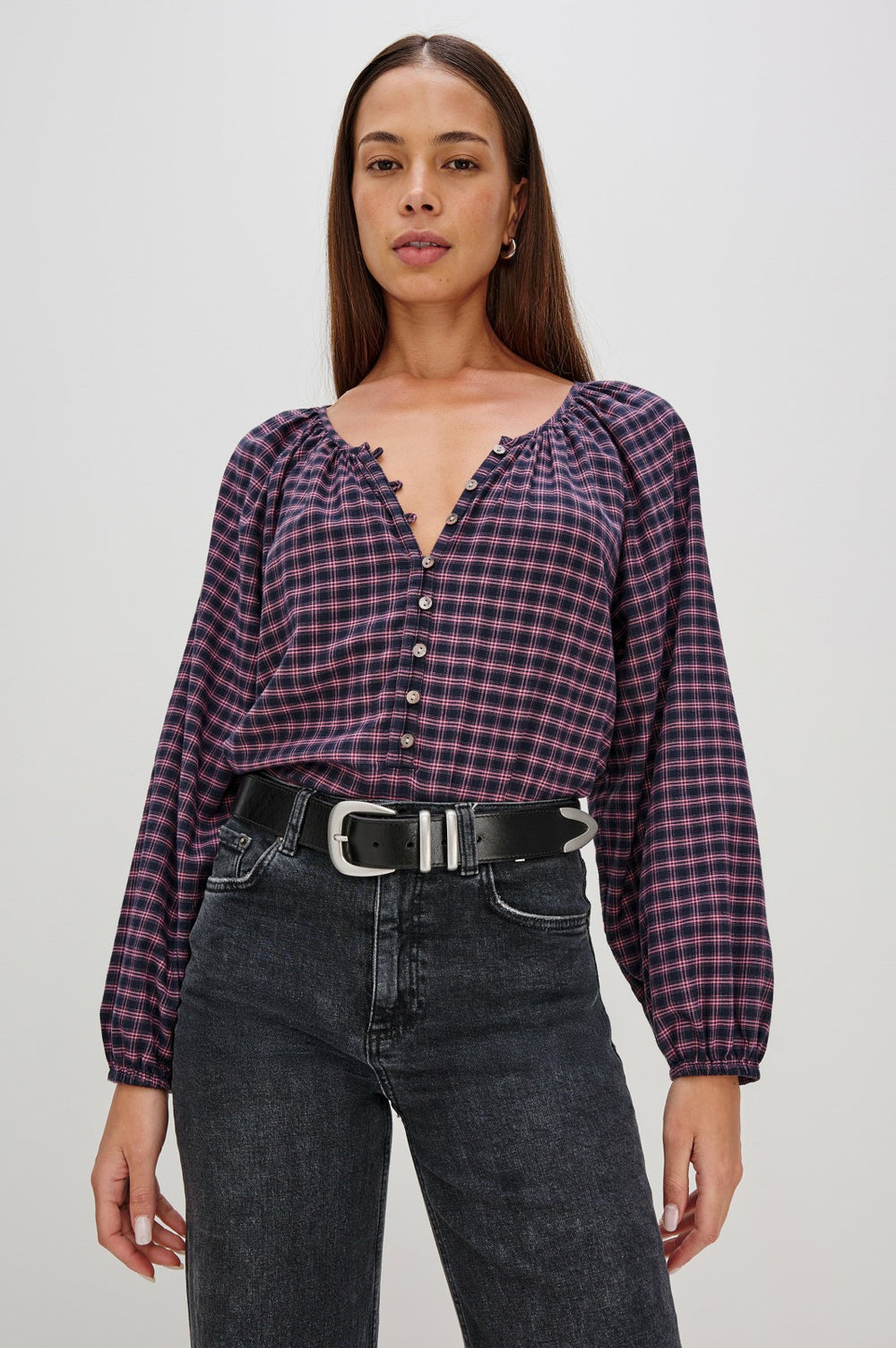 INDI TOP - ROSE CHECK| Rails online
