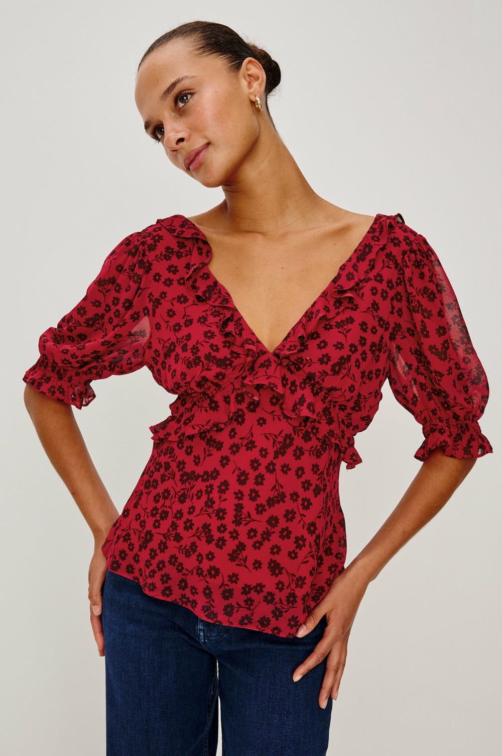 MIRAMAR TOP - CARMINE DAISIES| Rails outlet