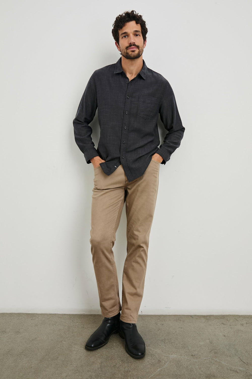 WYATT SHIRT - BLACK CHAMBRAY| Rails for sale