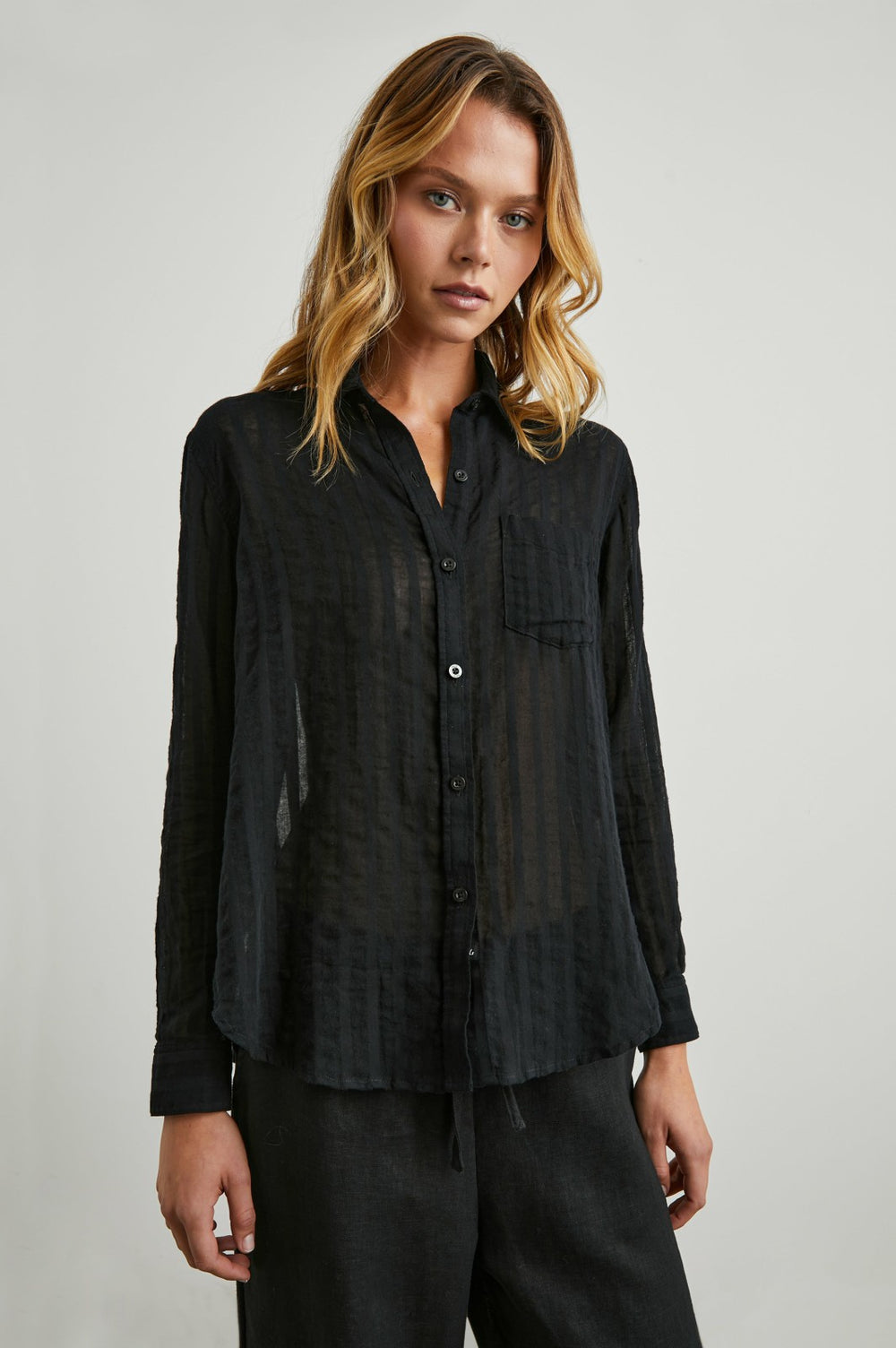 CHARLI SHIRT - BLACK SHADOW STRIPE| Rails on sale