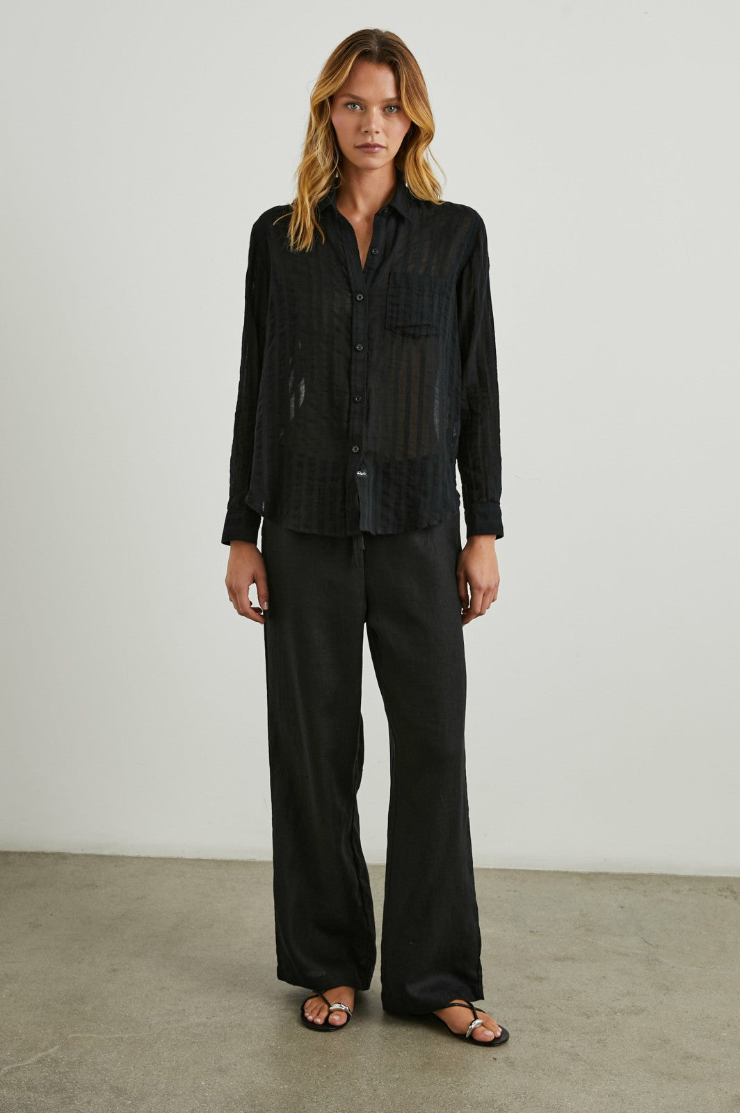 CHARLI SHIRT - BLACK SHADOW STRIPE| Rails on sale