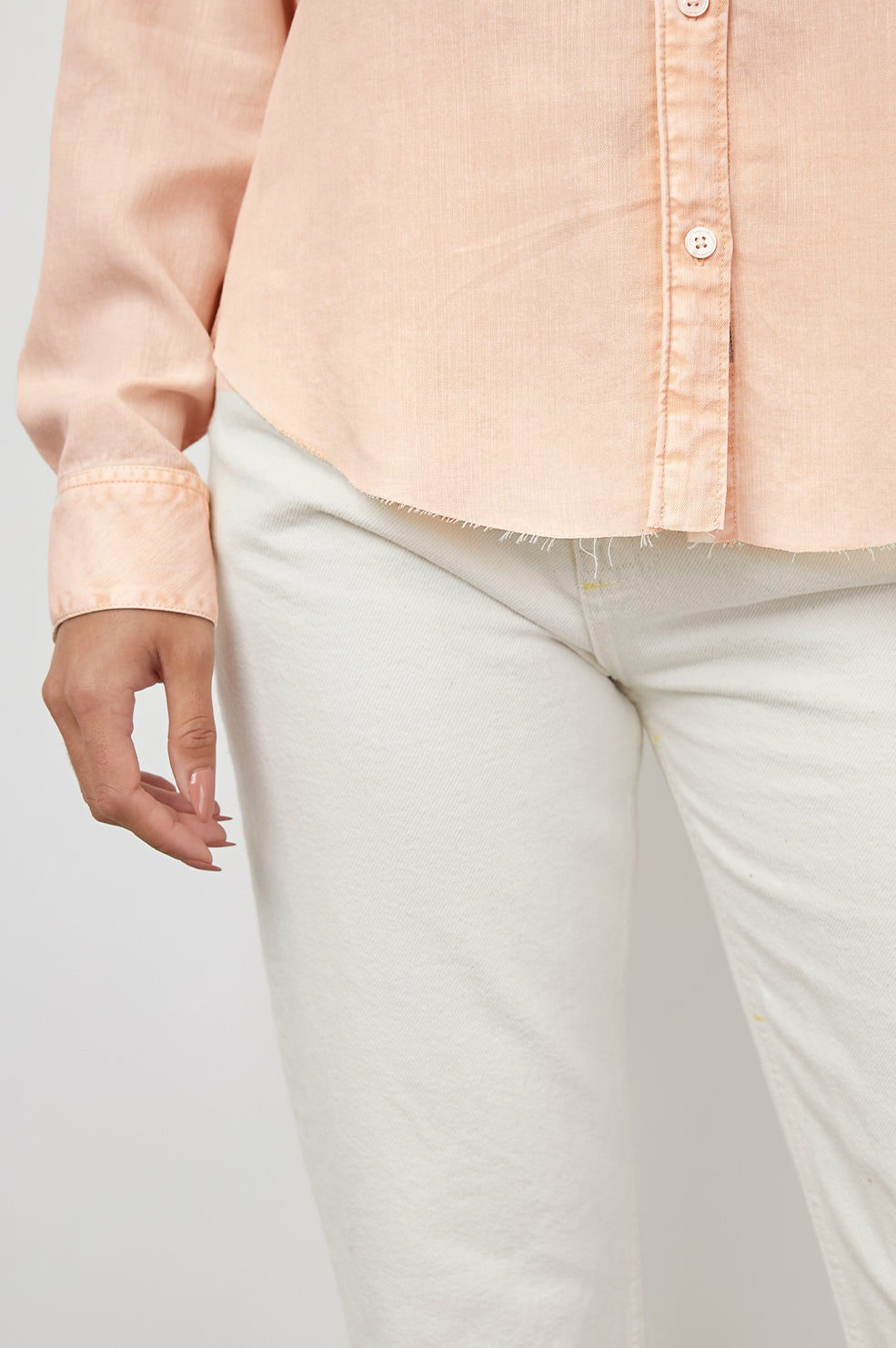 INGRID RAW HEM SHIRT - PEACH ACID WASH| Rails near me