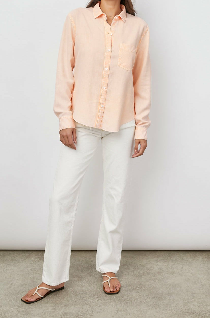 INGRID RAW HEM SHIRT - PEACH ACID WASH| Rails near me