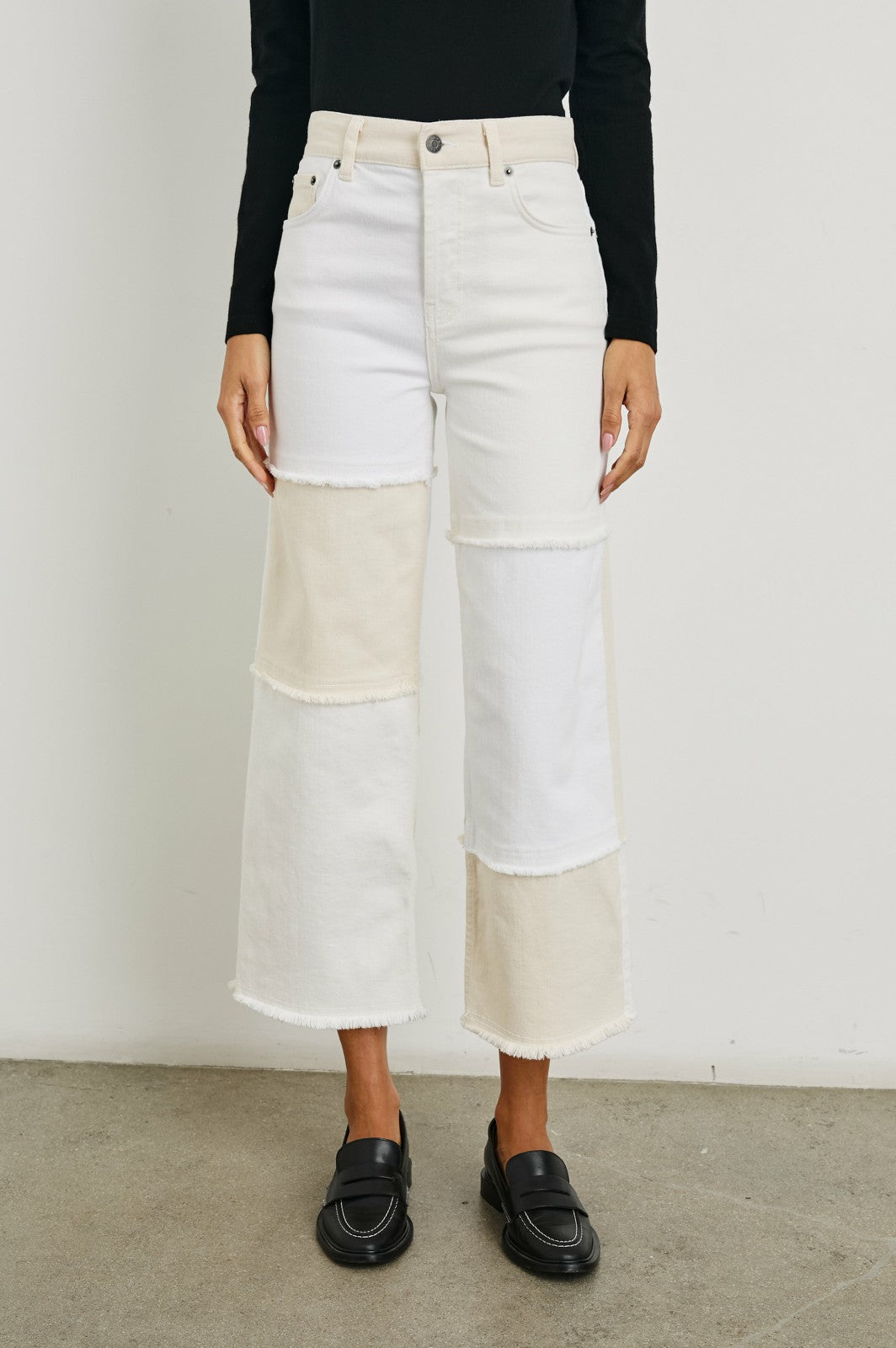 GETTY CROP WIDE LEG - ECRU PATCHWORK| Rails on sale