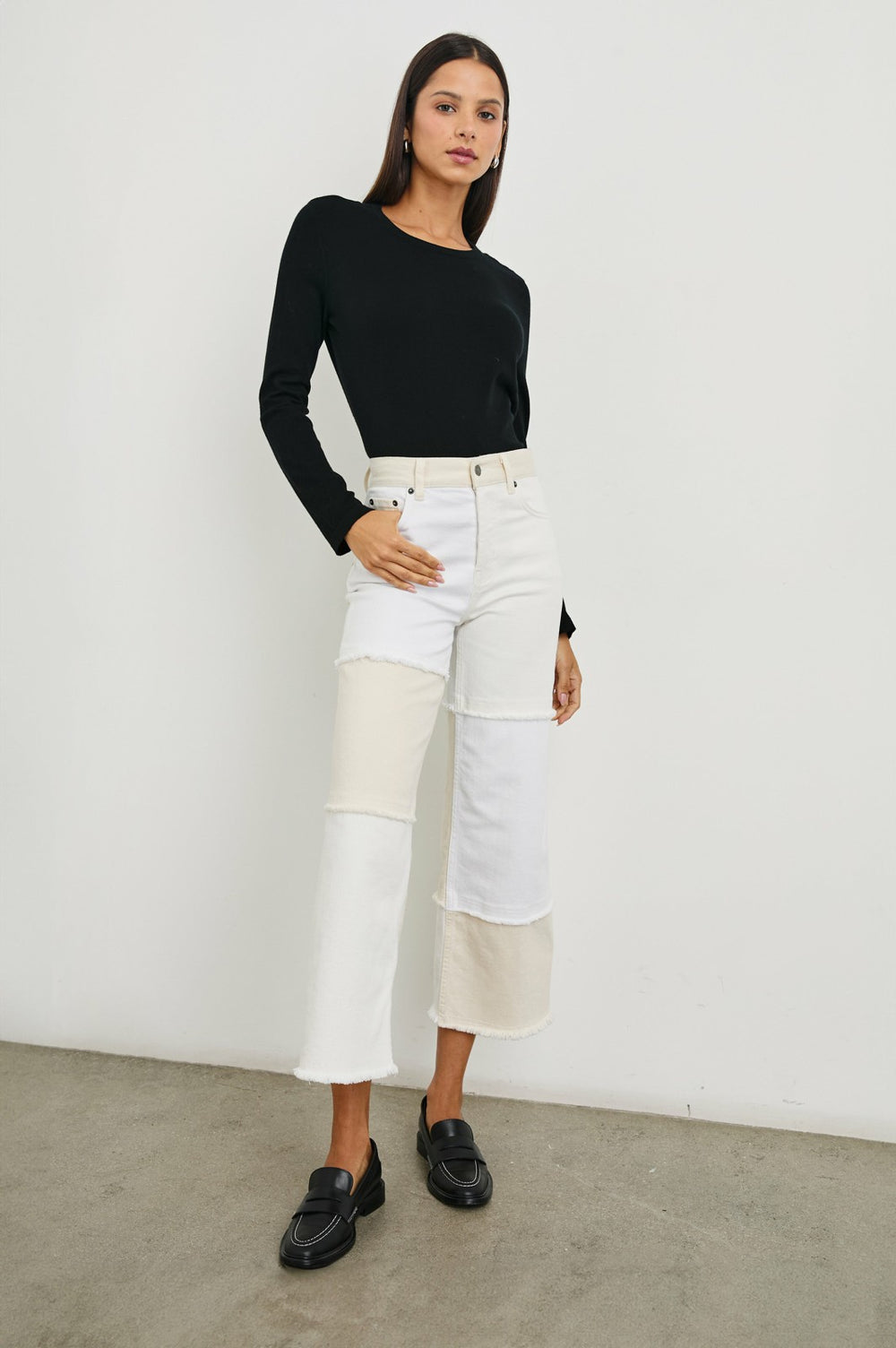 GETTY CROP WIDE LEG - ECRU PATCHWORK| Rails on sale