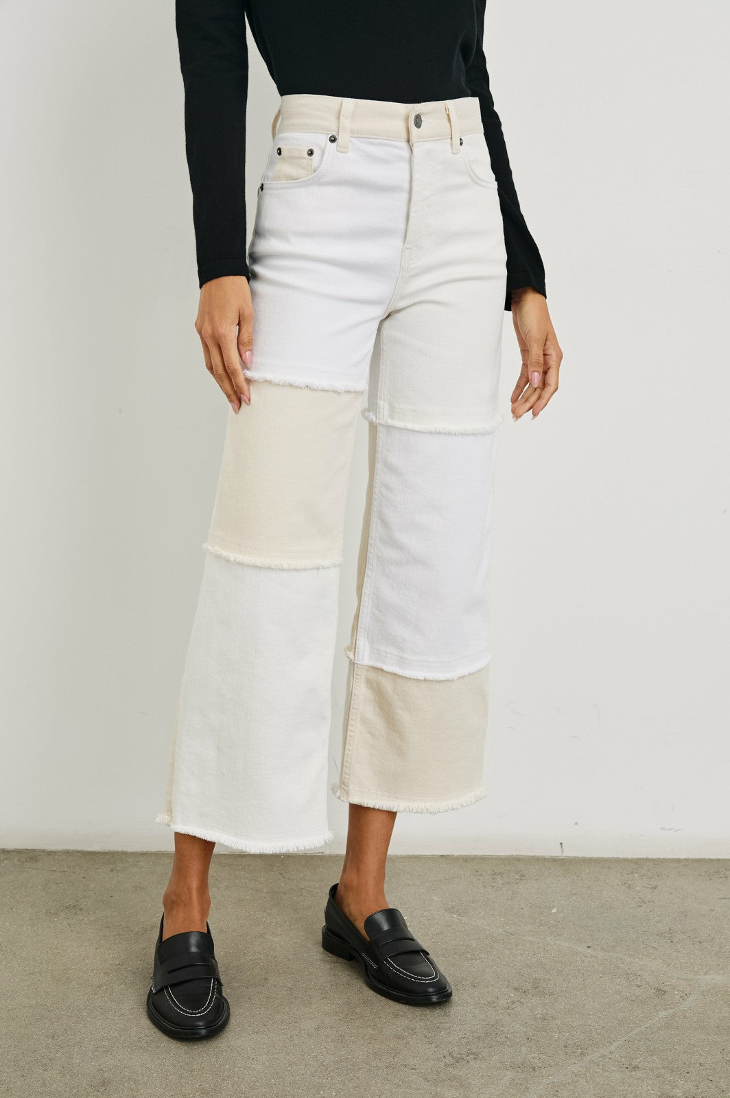 GETTY CROP WIDE LEG - ECRU PATCHWORK| Rails on sale