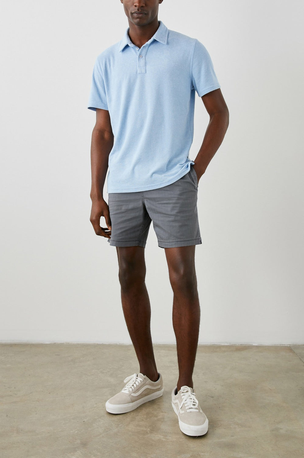 RHEN POLO SHIRT - TERRY CHAMBRAY BLUE| Rails sale