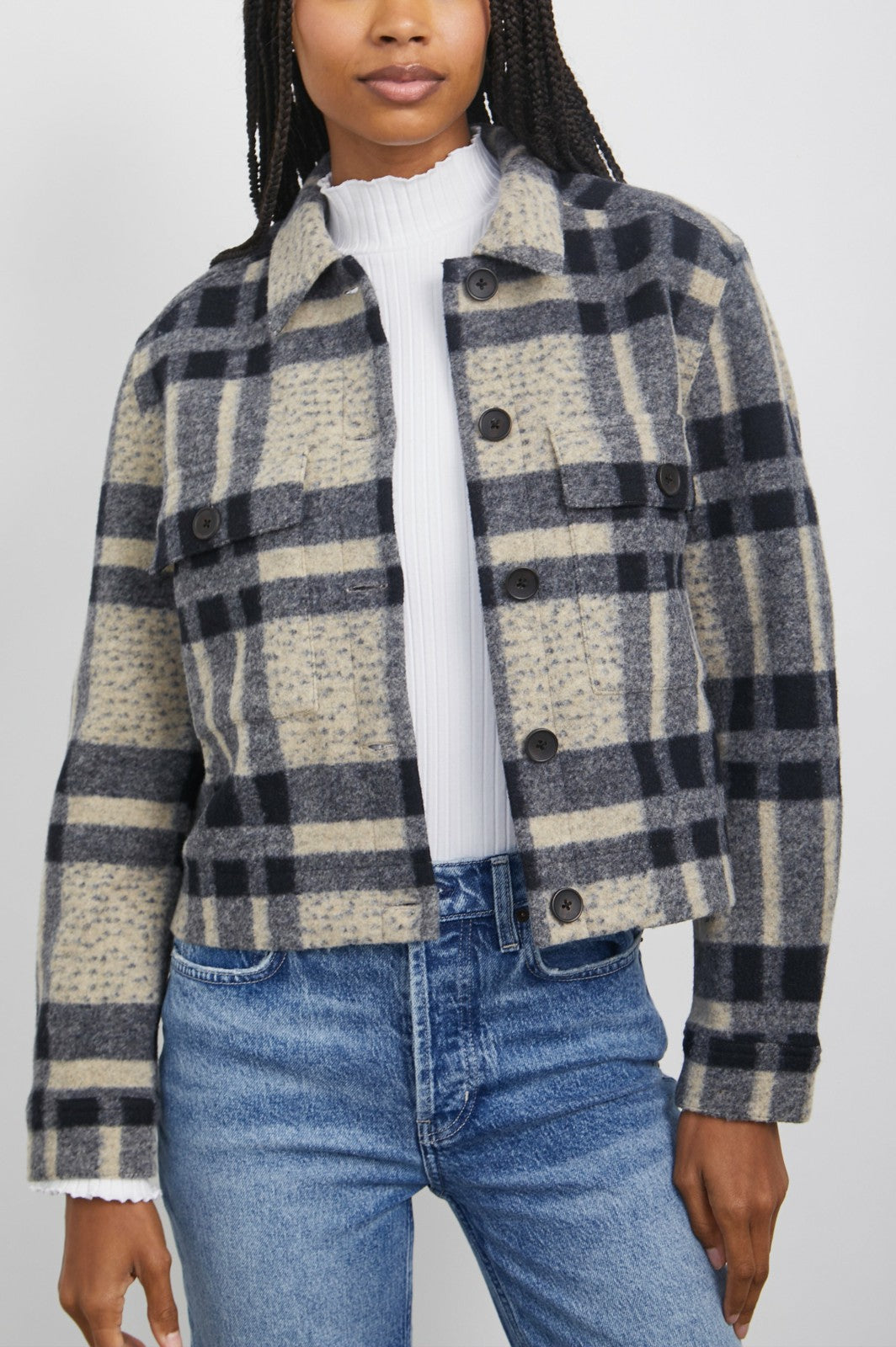 STEFFI JACKET - TAN PACIFIC CHECK| Rails near me