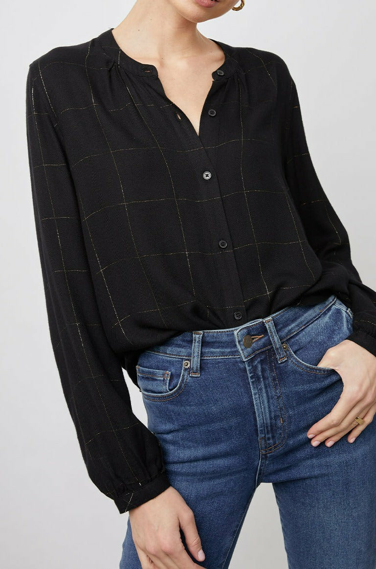 ELOISE TOP - EBONY TINSEL| Rails outlet