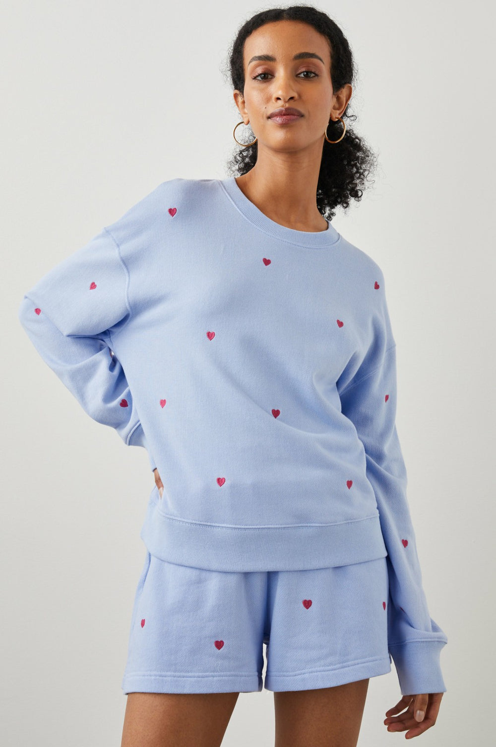 RAMONA SWEATSHIRT - PINK HEART EMBROIDERY| Rails online