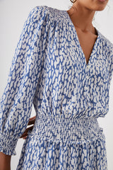 ZANA DRESS - COBALT STATIC LEOPARD| Rails near me