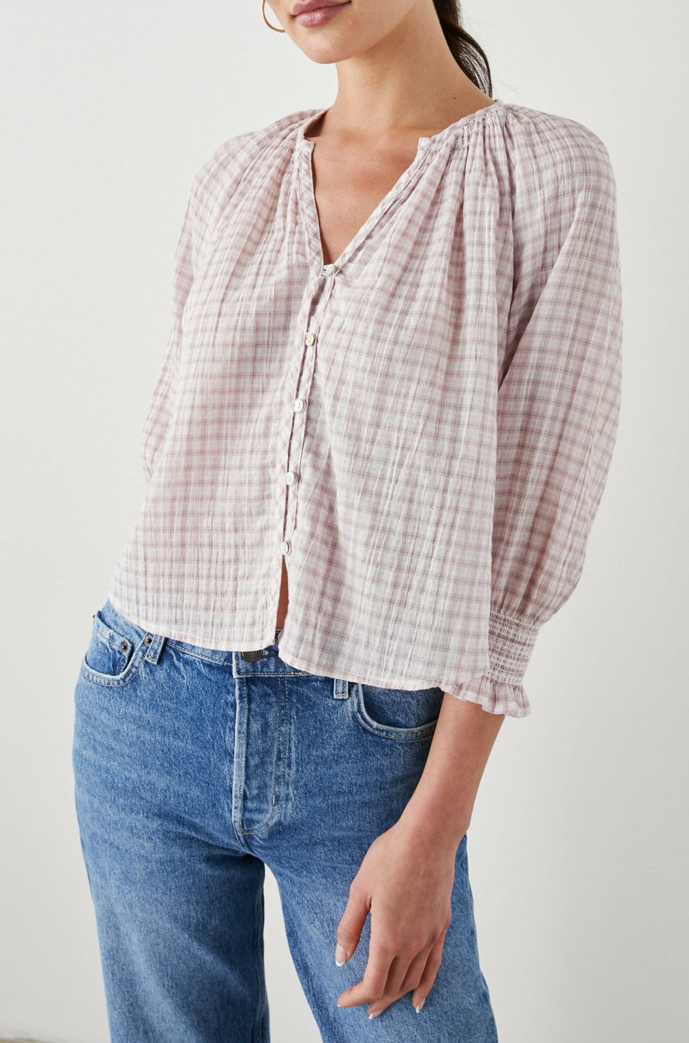 MARIAH TOP - SOFT ROSE CHECK| Rails US