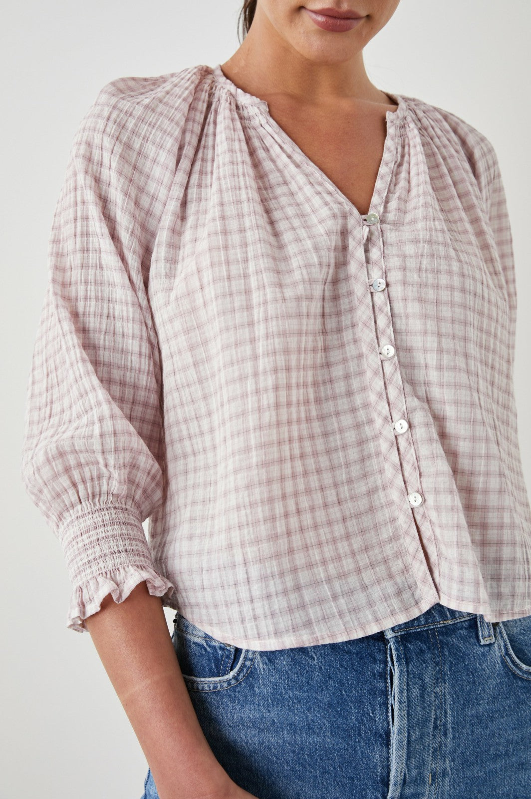 MARIAH TOP - SOFT ROSE CHECK| Rails US