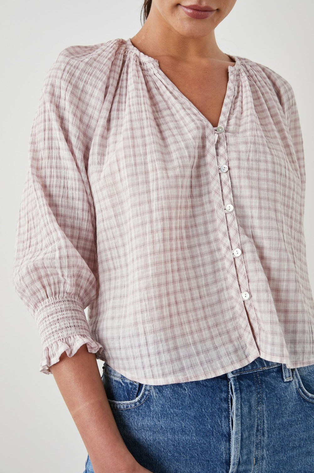 MARIAH TOP - SOFT ROSE CHECK| Rails US