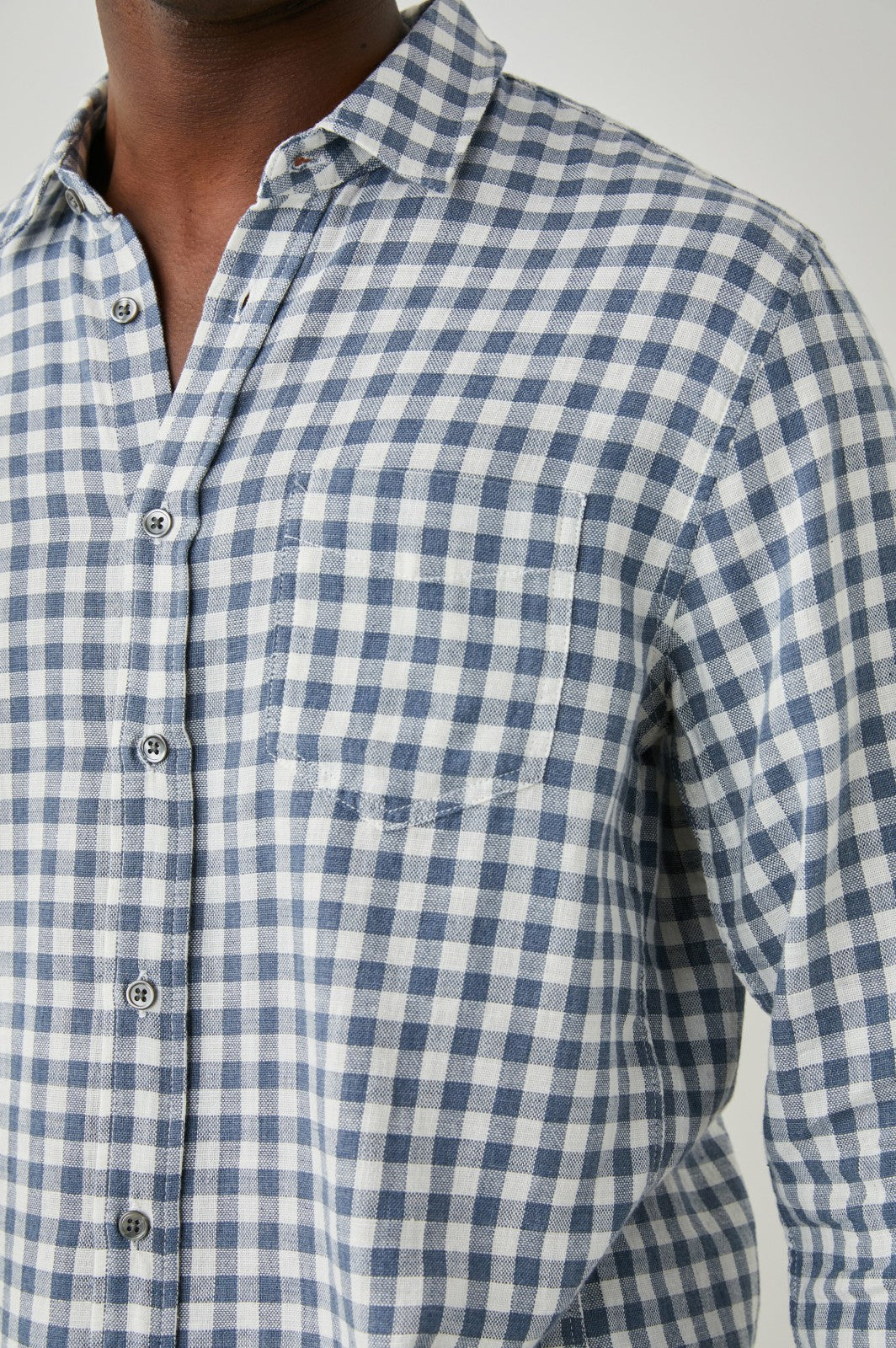 WYATT SHIRT - NAVY GINGHAM MELANGE| Rails discount