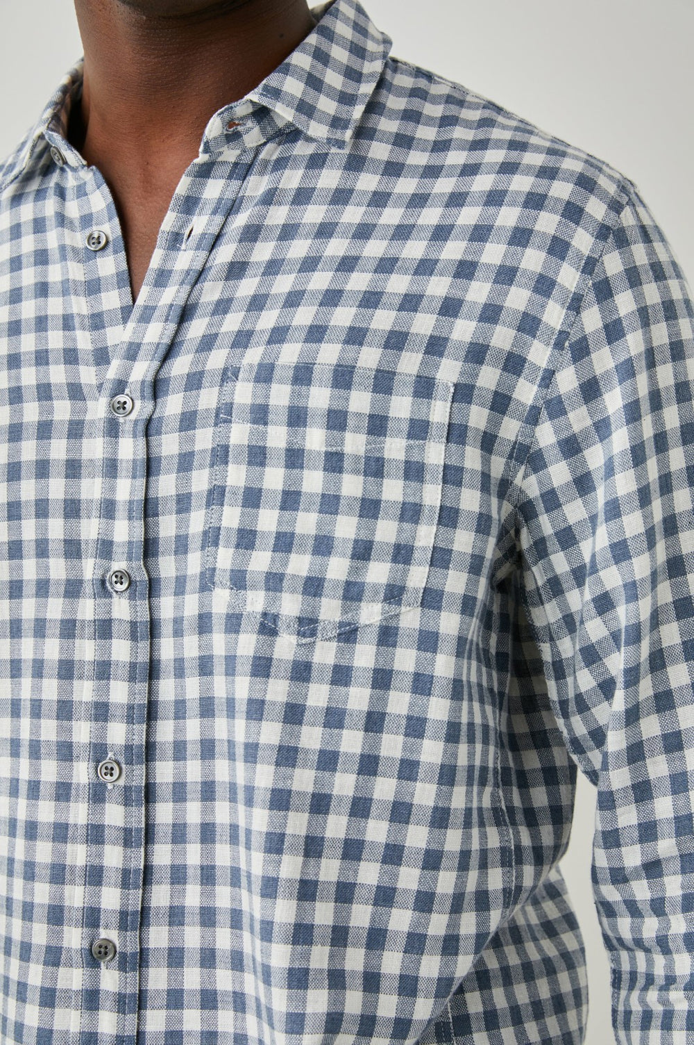 WYATT SHIRT - NAVY GINGHAM MELANGE| Rails discount