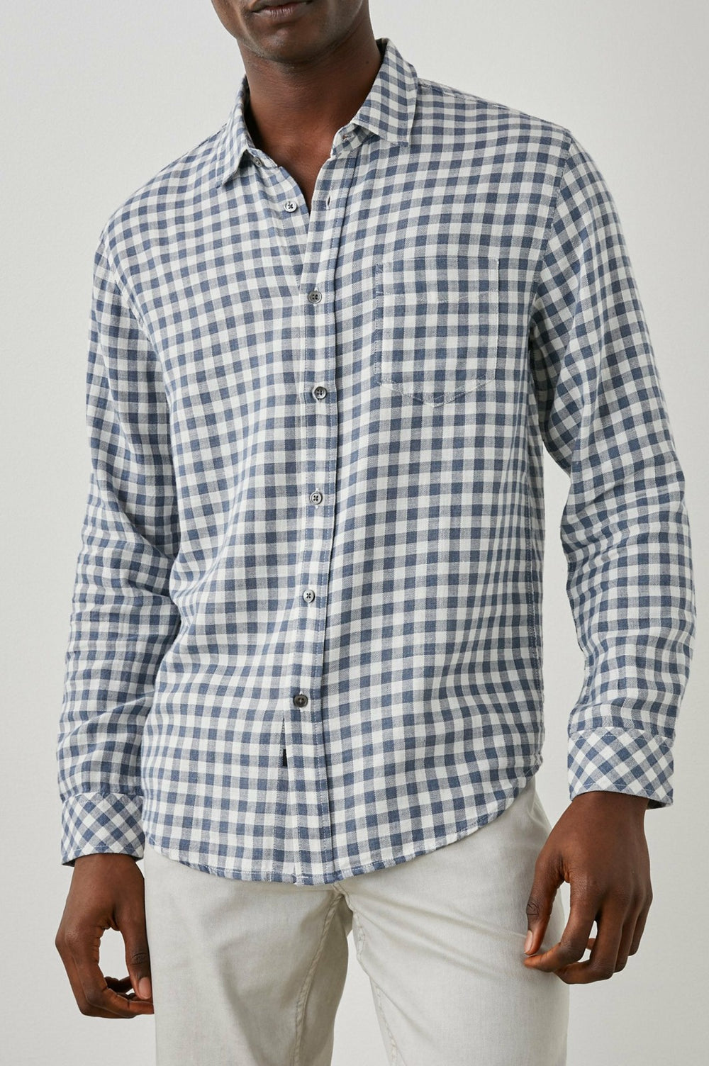 WYATT SHIRT - NAVY GINGHAM MELANGE| Rails discount