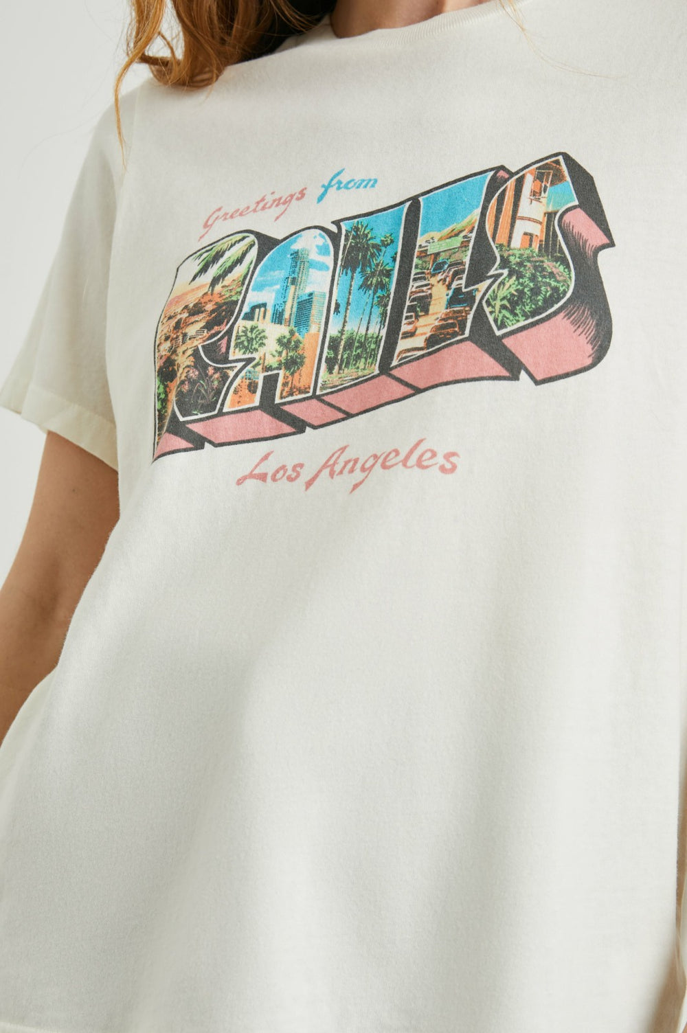 BOYFRIEND T-SHIRT - RAILS LOS ANGELES ECRU| Rails outlet