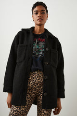 CONNIE SHIRT JACKET - BLACK TEDDY| Rails on sale