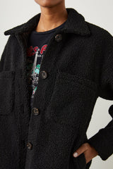 CONNIE SHIRT JACKET - BLACK TEDDY| Rails on sale