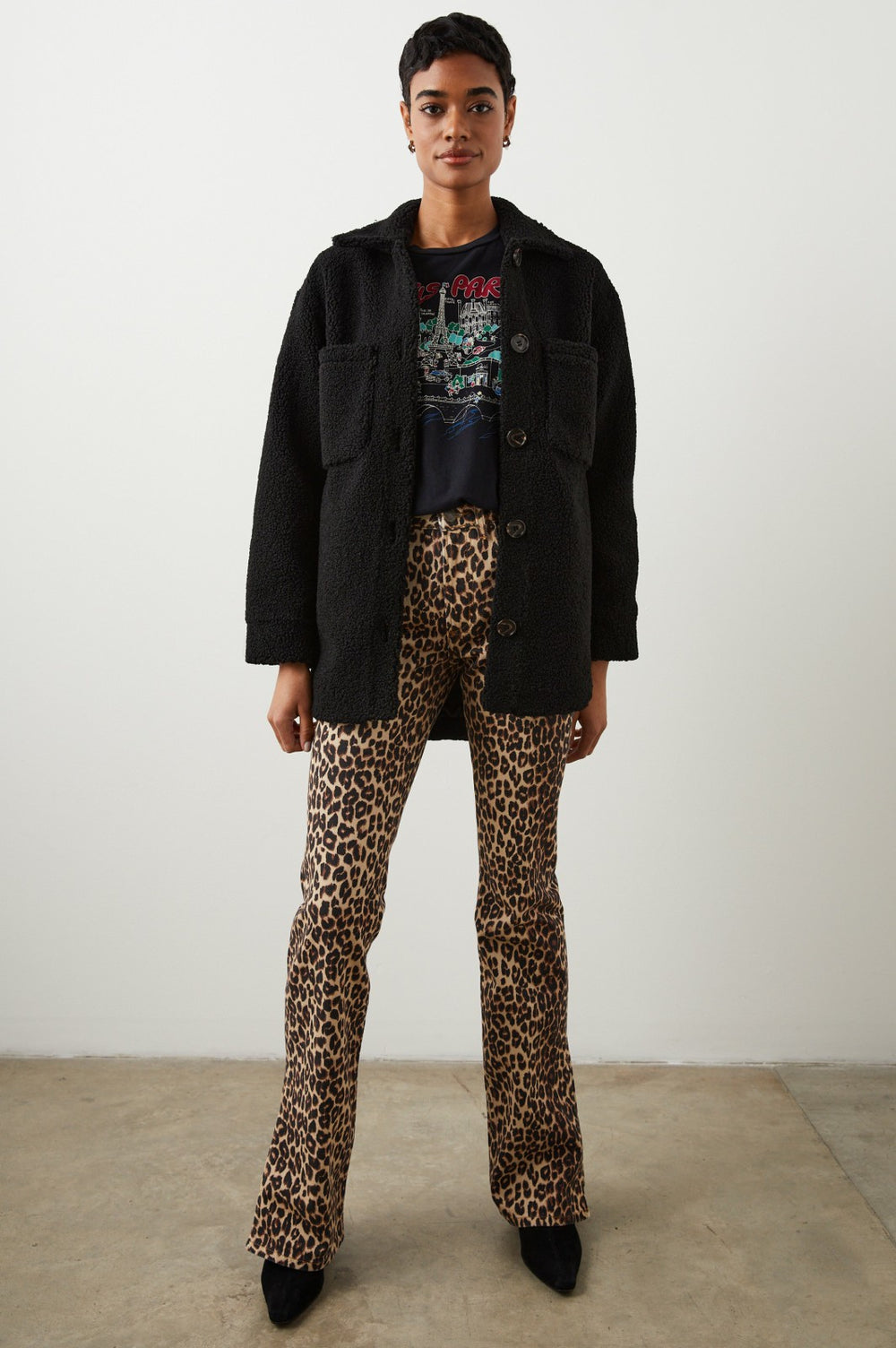 CONNIE SHIRT JACKET - BLACK TEDDY| Rails on sale