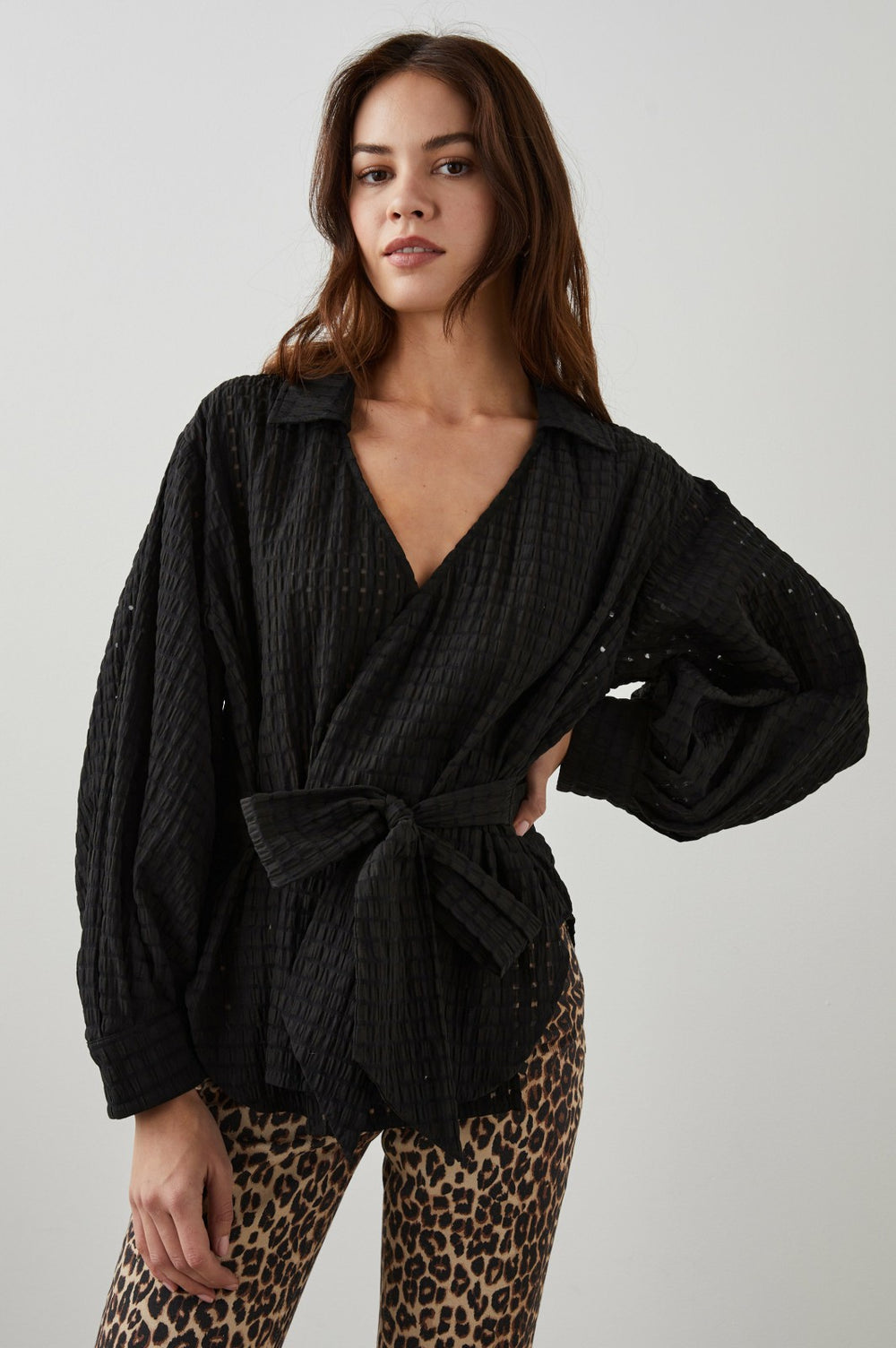 EILEEN TOP - BLACK SEERSUCKER| Rails outlet