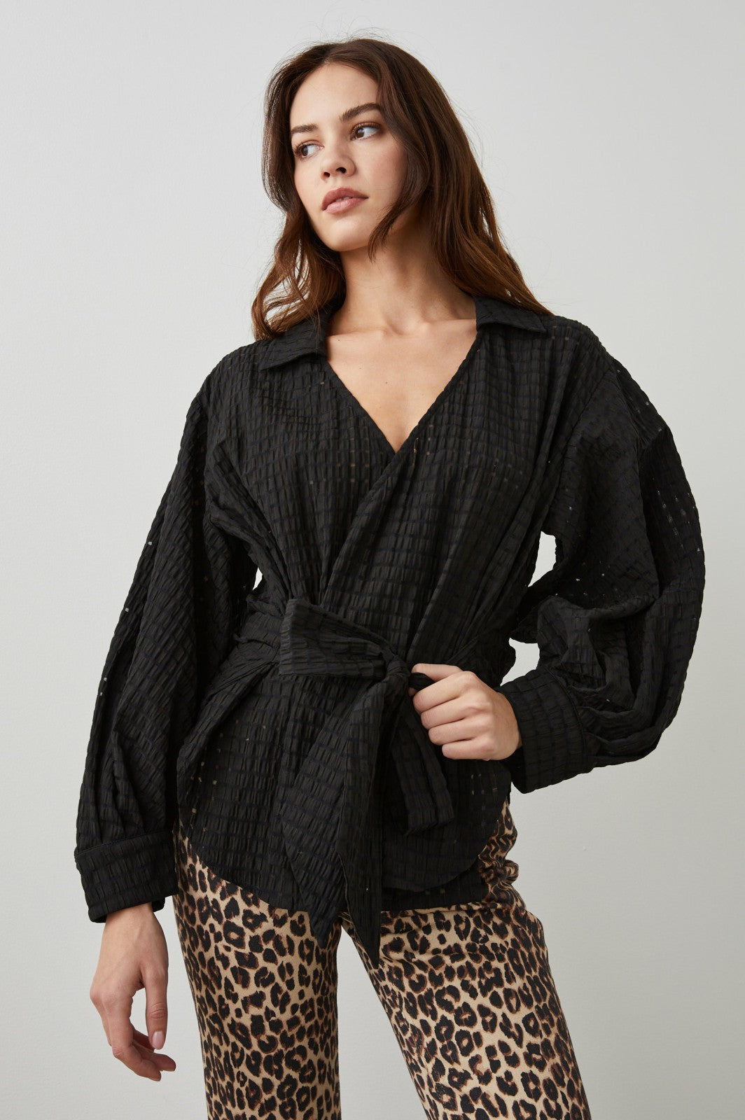 EILEEN TOP - BLACK SEERSUCKER| Rails outlet