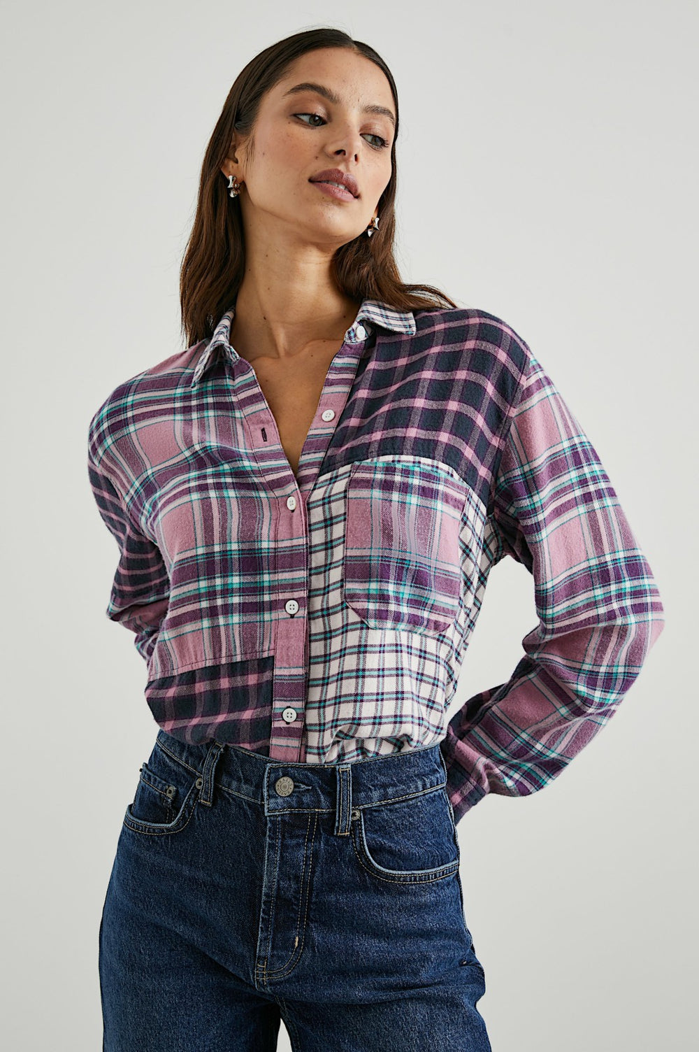 LAKIN SHIRT - ROSE AGAVE 
MIXED PLAID| Rails outlet