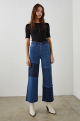 GETTY CROP WIDE LEG - INDIGO PATCHWORK| Rails on sale