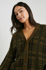 REESE CARDIGAN - OLIVE PLAID| Rails sale