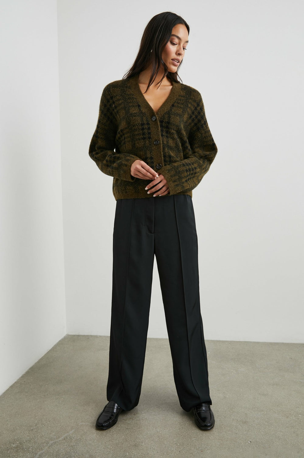 REESE CARDIGAN - OLIVE PLAID| Rails sale