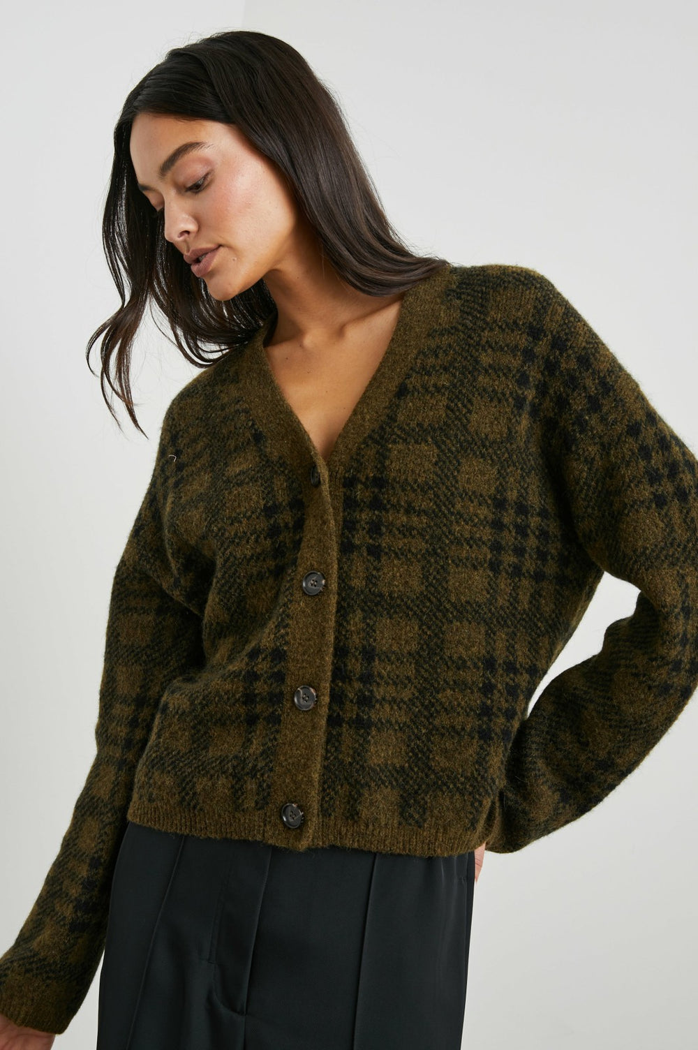 REESE CARDIGAN - OLIVE PLAID| Rails sale