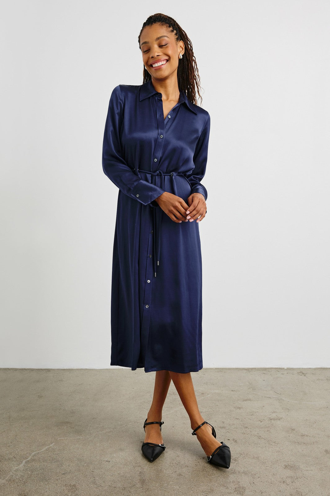 ANINA DRESS - NAVY| Rails online