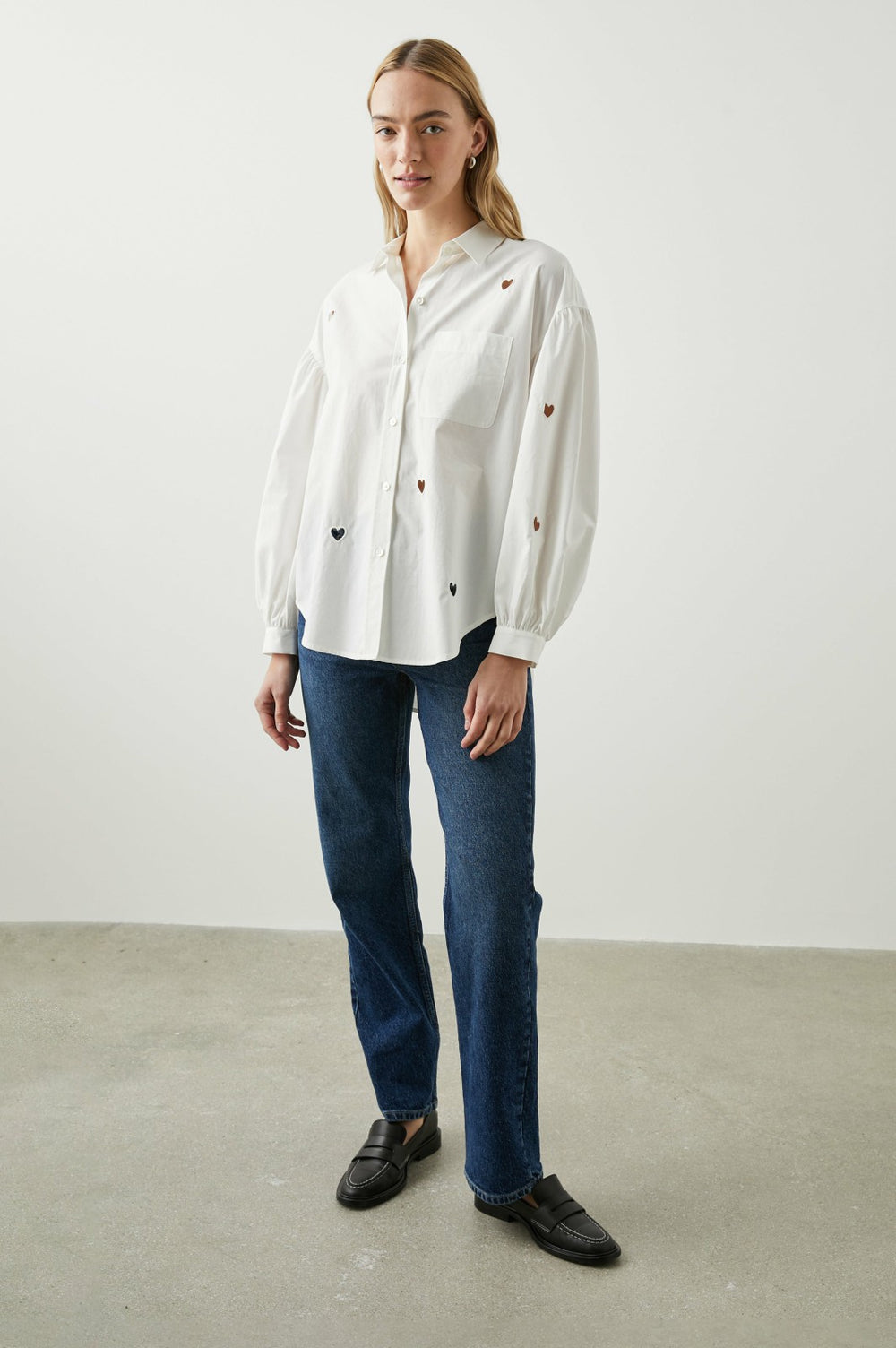 JANAE SHIRT - WHITE EYELET HEARTS| Rails on sale